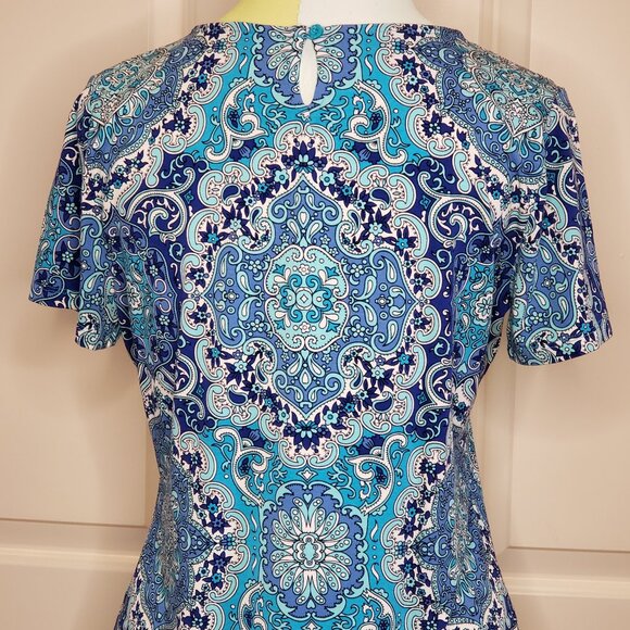 Talbots Blue Crew Neck Short Sleeve Blouse - Picture 6 of 6